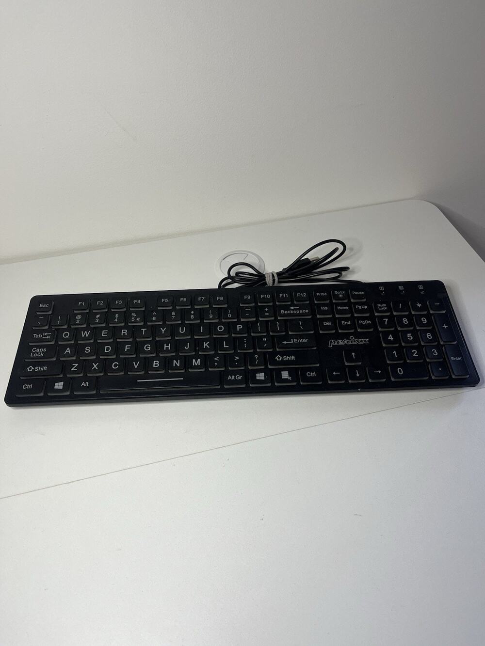 Perixx PERIBOARD-317 Wired Backlit USB Keyboard Big Print Letter with White Ill